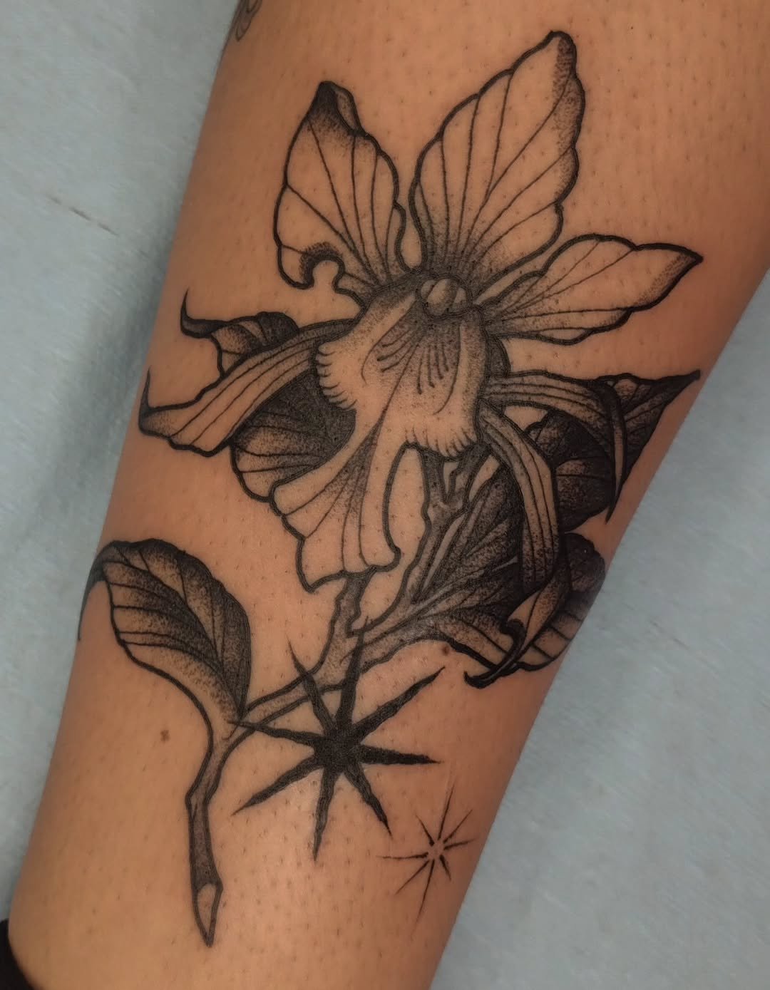 Tatuaje botánico realizado por Rotten